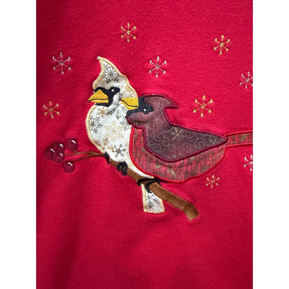 M&C Sportswear Red Cardinal Embroidered Sweatshirt Mock Neck Vintage Medium - Picture 2 of 9